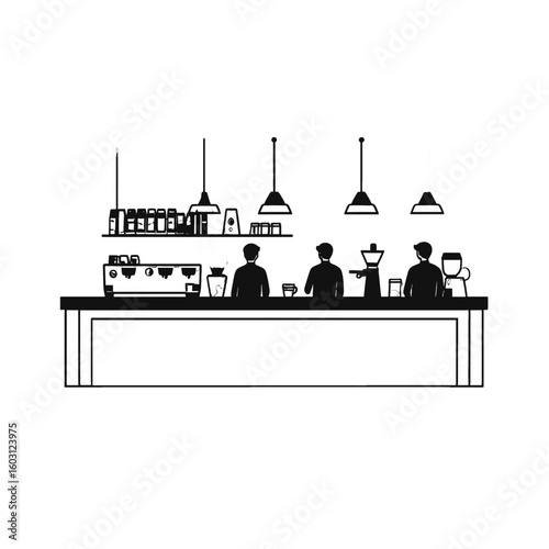 Pixel Art Coffee Shop Interior Design Illustration