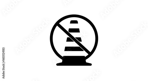 Prohibition sign of construction cone.