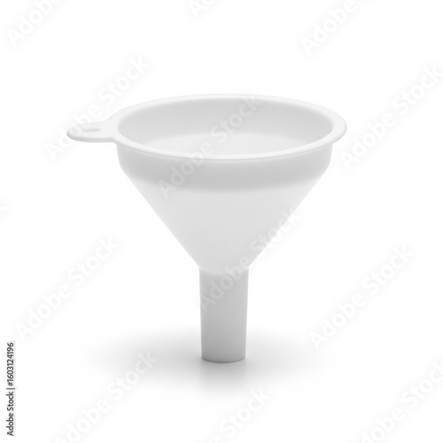 A plain white funnel isolated on white