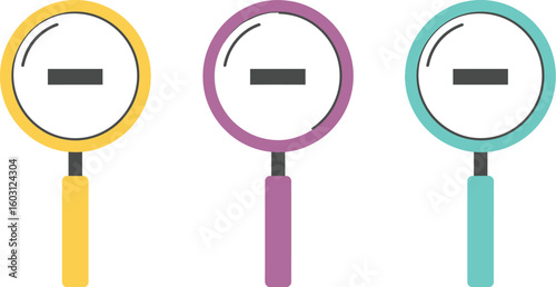 Zoom out icon vector illustration with magnifying glass and minus symbol