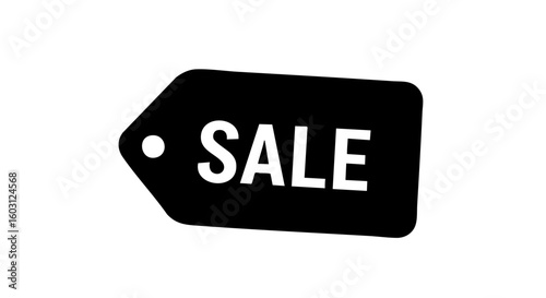 A black SALE tag with a dot