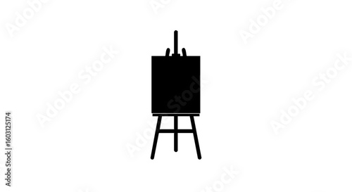 A black easel and canvas, a tool of creation.