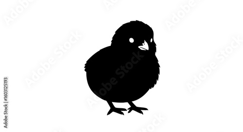 Silhouette of a solitary chick in a simple style.