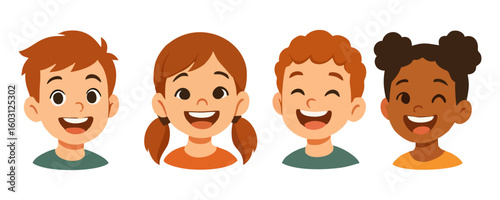 Adorable kids happy vector illustration cartoon drawing design for poster template smiling boy and girl childhood joyful expression art lifestyle graphic holiday and festival background artwork