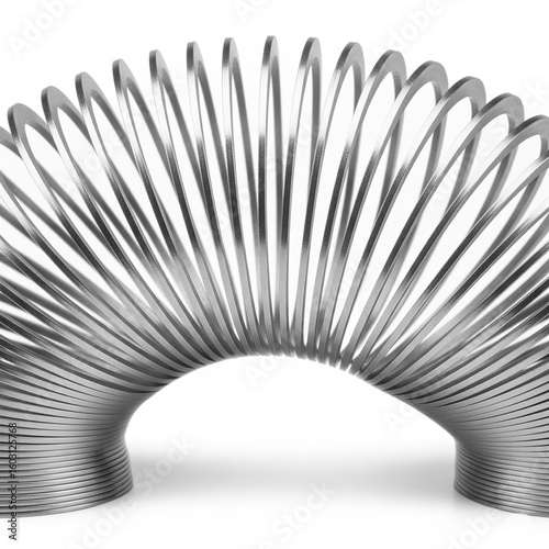 A metal slinky isolated on white