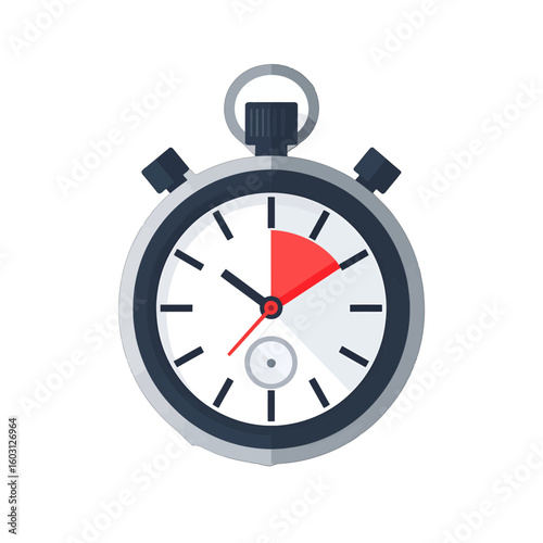 Flat Design Stopwatch Icon With Red Progress