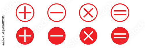 Math symbols plus minus multiply divide equal sign. Minimalist Math Symbols Icon Set – Plus Minus Multiply Equal Black Circle Design. plus, minus icon red green vector design eps 10