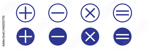 Math symbols plus minus multiply divide equal sign. Minimalist Math Symbols Icon Set – Plus Minus Multiply Equal Black Circle Design. plus, minus icon red green vector design eps 10