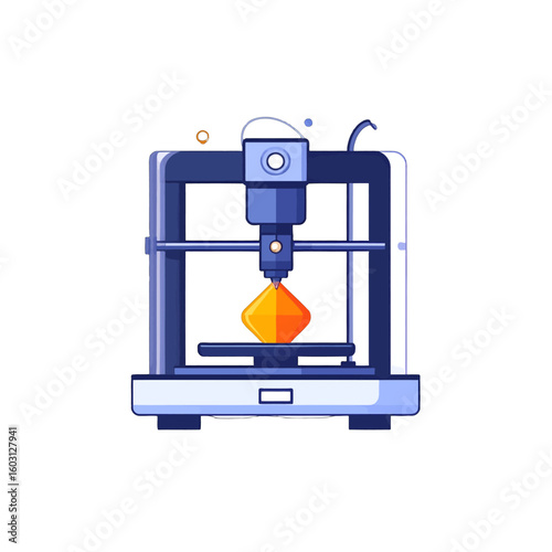 Pixel Art 3D Printer Printing Orange Object