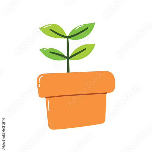 Hand drawn plant pot element icon flat vector illustration design