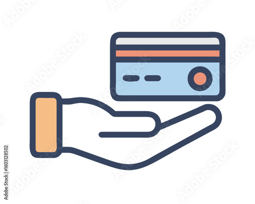 Secure Payment Solutions Hand Holding a Credit Card Icon for Financial Transactions and Commerce