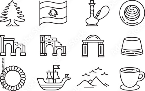 Lebanese Cedar Tree Icon A Symbol of National Identity and Natural Heritage in Vector Format
