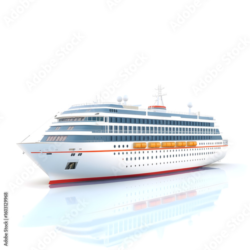 Wallpaper Mural Cruise ship, 3D illustration, metallic material, soft reflections, white background. Generative AI Torontodigital.ca