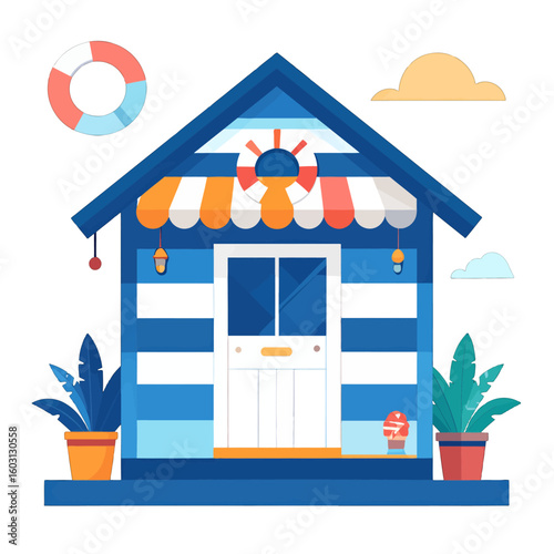 Colorful Beach Hut Illustration