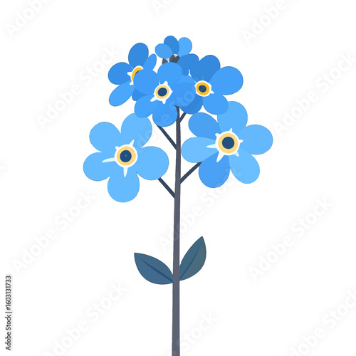 Stylized Blue Forget-Me-Not Flower Illustration
