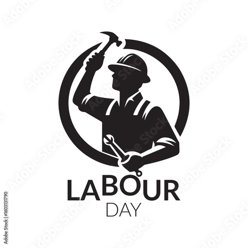Labour Day Silhouette Vector Illustration, Solid White Background.