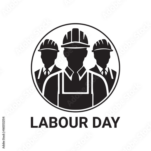 Labour Day Silhouette Vector Illustration, Solid White Background.