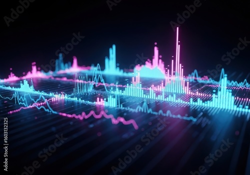 Abstract Neon Data Graph - Stock Market Chart Visualization