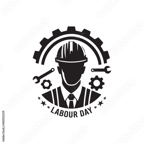Labour Day Silhouette Vector Illustration, Solid White Background.