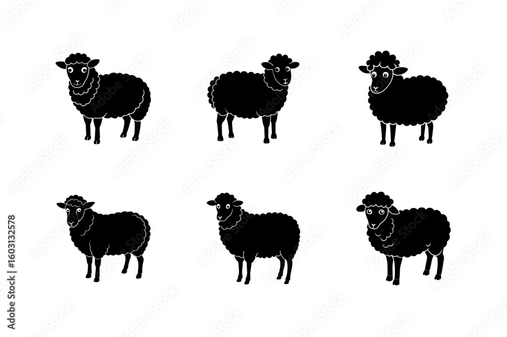Fototapeta premium sheep with fluffy wool vector art