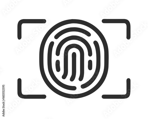 Clean style modern biometric fingerprint scanner icon for digital security and personal identification.