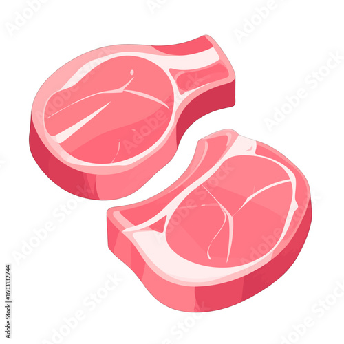 Pink Pork Chops Illustration