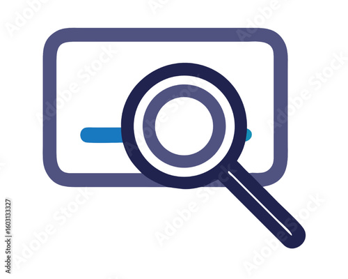 Magnifying glass over a document, representing search and analysis of information on a computer screen
