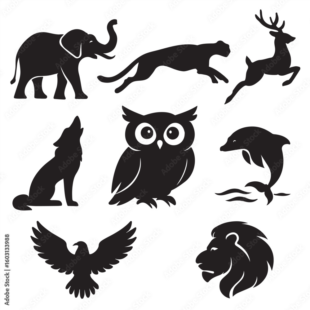 Fototapeta premium set of animals silhouettes