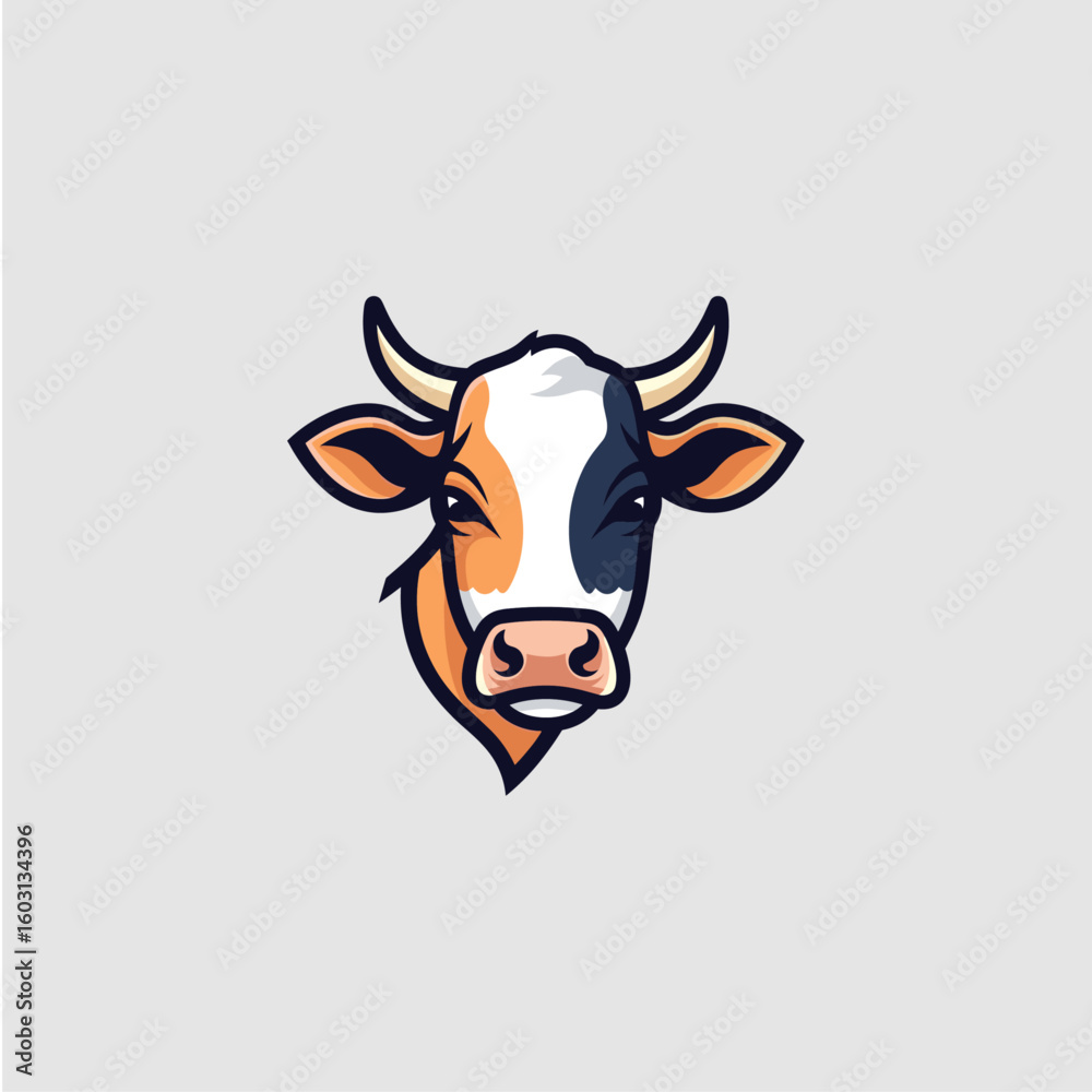 Fototapeta premium Cow icon logo flat vector design