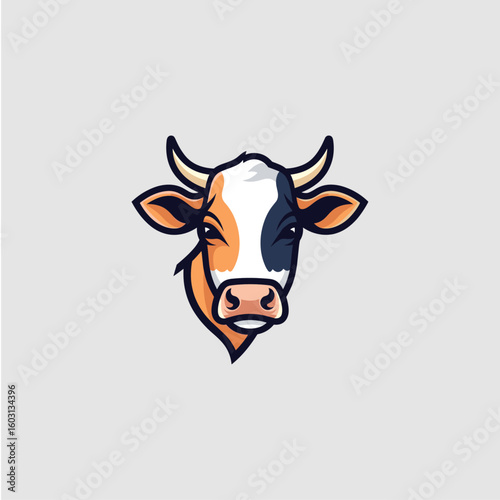 Cow icon logo flat vector design