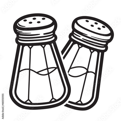 Vintage Art Salt And Pepper Shakers salt shaker black and white