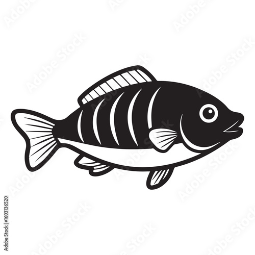 Tilapia fish silhouette vector illustration logo sticker design 