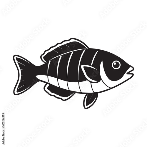 Tilapia fish silhouette vector illustration logo sticker design 