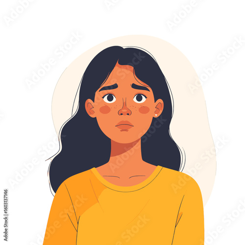Portrait Of A Sad Woman In Yellow Sweater