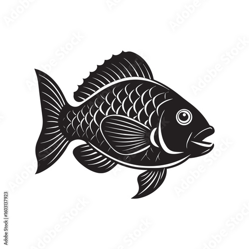 Tilapia fish silhouette vector illustration logo sticker design 