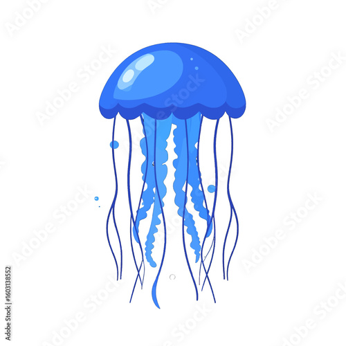 Blue Jellyfish Pixel Art Illustration