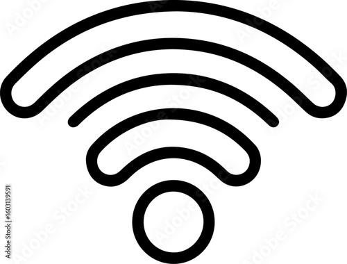 Simple black outline of a wi fi signal icon