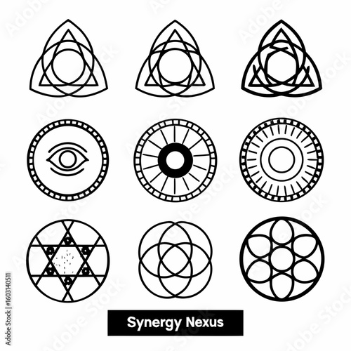 This icon aims to visualize how different components or departments within a business combine to create greater value. Envision multiple, distinct geometric shapes 