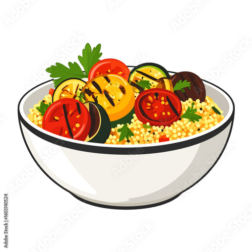Grilled Vegetable And Couscous Bowl Illustration