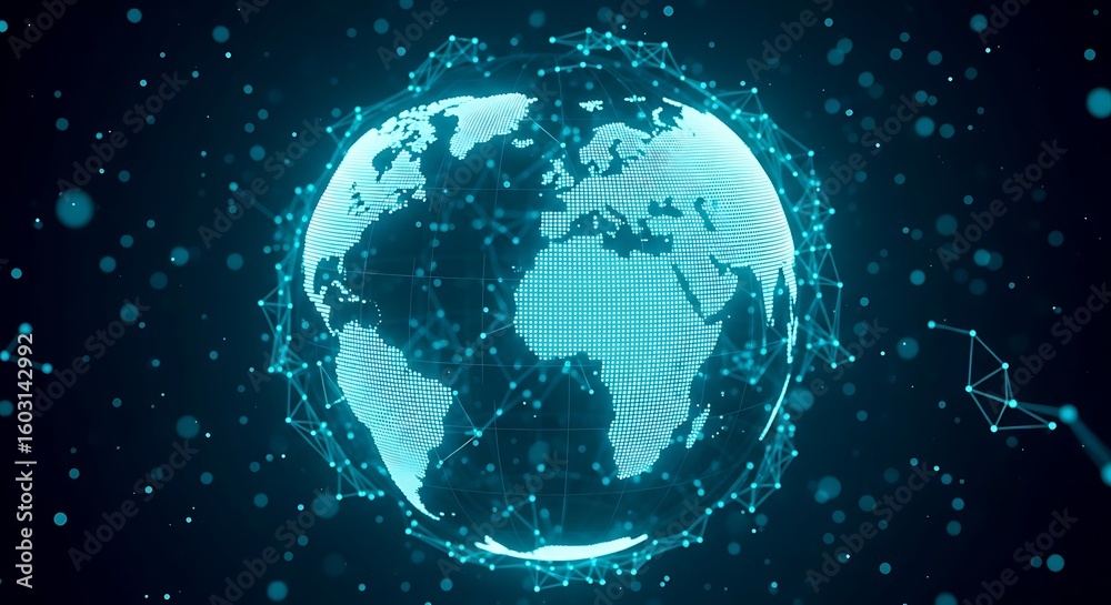 Fototapeta premium Digital globe representing global connectivity and networking concepts
