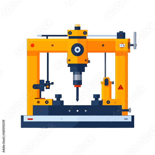 Orange And Blue Industrial Machine Illustration