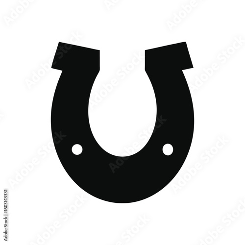 Four classic horseshoe silhouettes representing luck and equestrian themes isolated on a clean white background