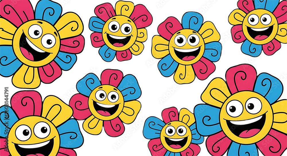 Fototapeta premium Smiling flower pattern background