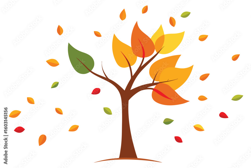 Fototapeta premium a vector of colorful autumn leaves falling from a .eps