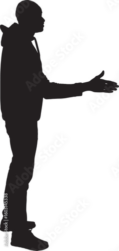  vector; silhouette of man shaking hands with imaginary person