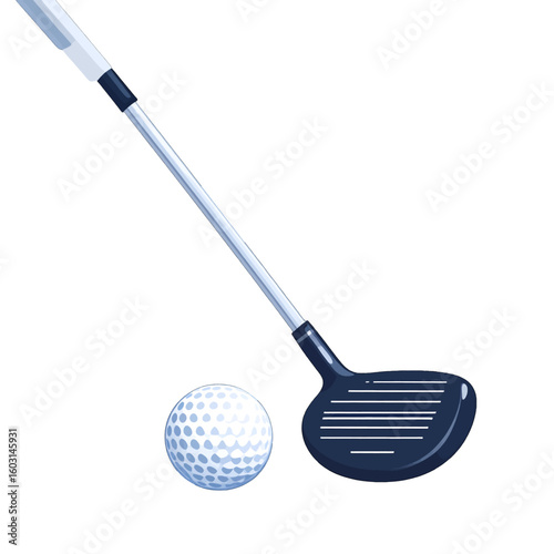 Golf Club And Ball Pixel Art Illustration