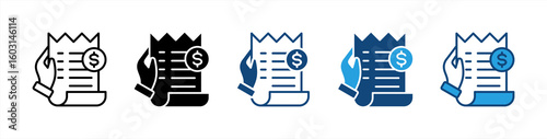 Bill Payment icon set multiple style collection