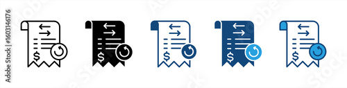 Transaction History icon set multiple style collection