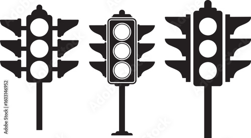 Traffic signals with circular lights vector