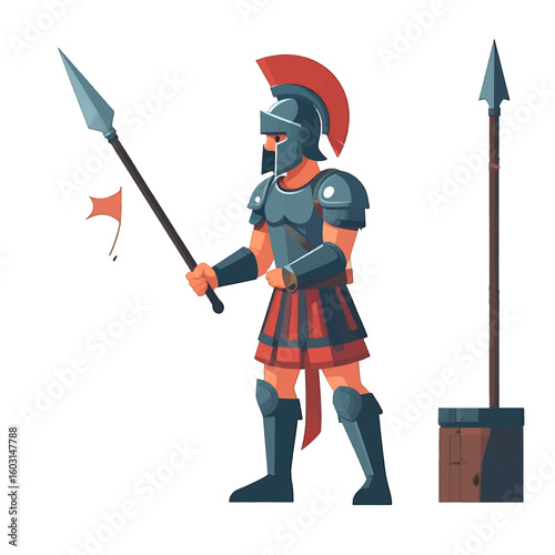 Pixel Art Roman Soldier With Spear